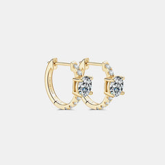 2.36 Carat Moissanite Zircon 925 Sterling Silver Hoop Earrings Gold One Size OutfitFlow