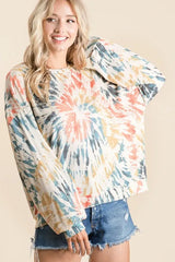 BiBi Tie Dye Print Terry Pull Over OutfitFlow