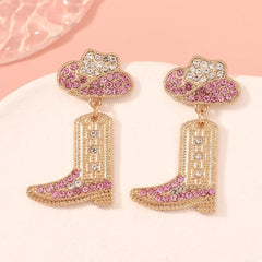 Rhinestone Cowboy Boot Dangle Earrings OutfitFlow