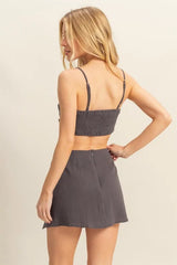 HYFVE Ruched Bra Top and Mini Skirt Set OutfitFlow