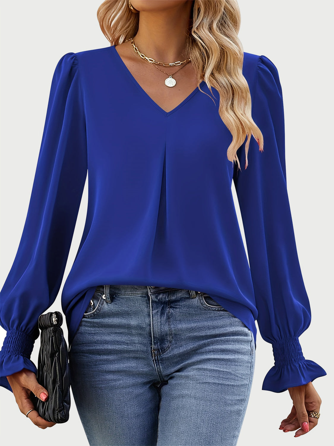 Outfit Flow - V-Neck Flounce Sleeve Top