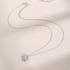925 Sterling Silver Zircon Snowflake Necklace OutfitFlow