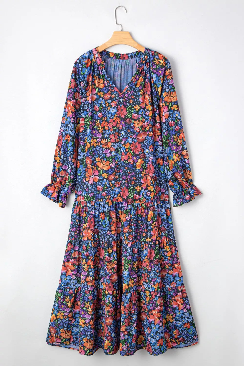 Floral Print Flounce Sleeve Dress OutfitFlow