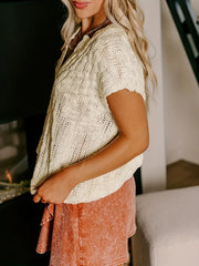 Notched Short Sleeve Sweater OutfitFlow