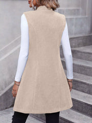 Button-Down Longline Vest Coat Trendsi