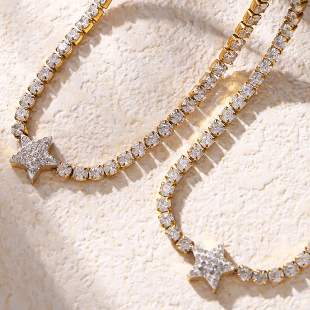 Titanium Steel Zircon Star Necklace OutfitFlow