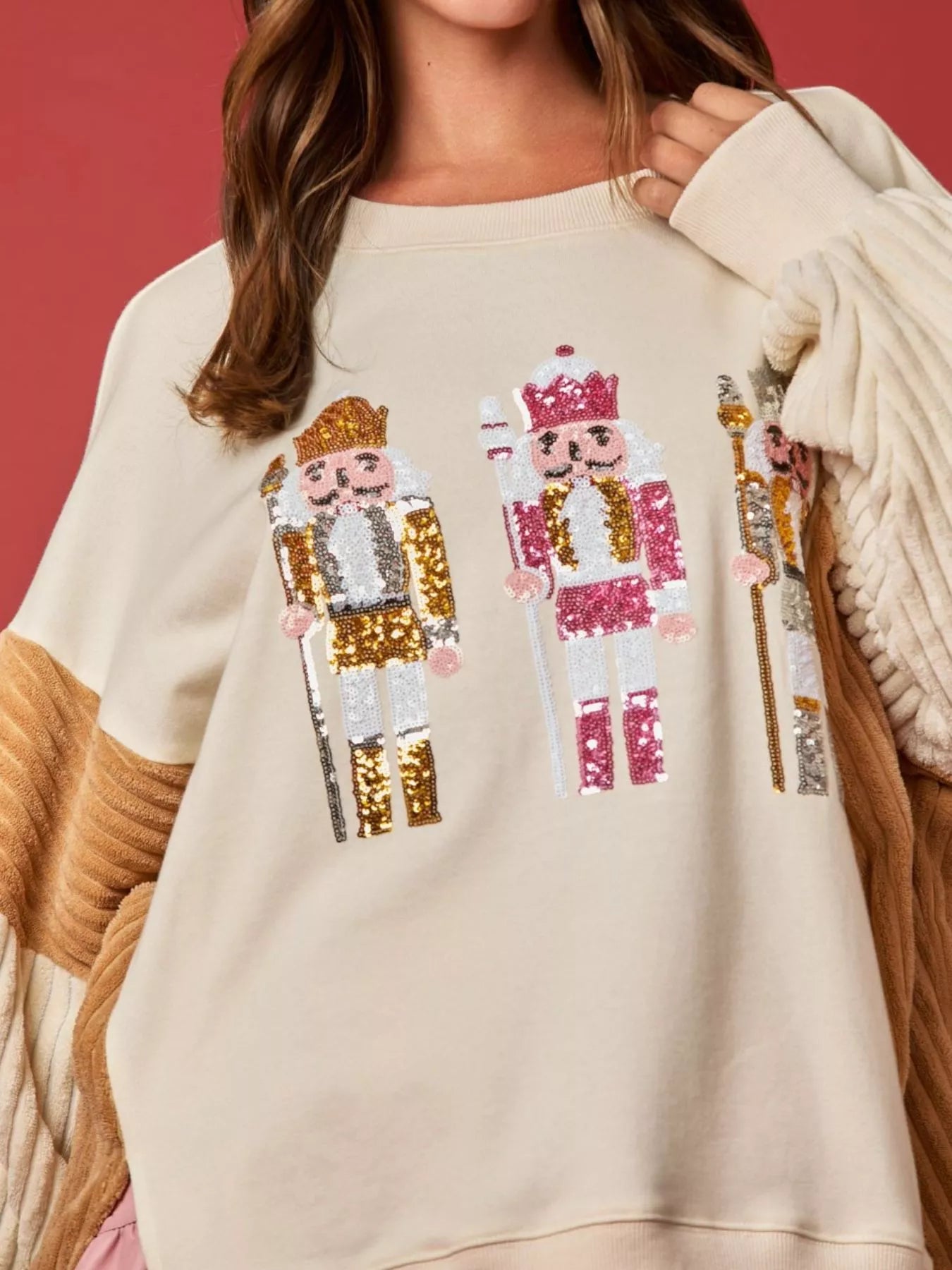 Nutcracker Long Sleeve Sweatshirt with Side Slit OutfitFlow