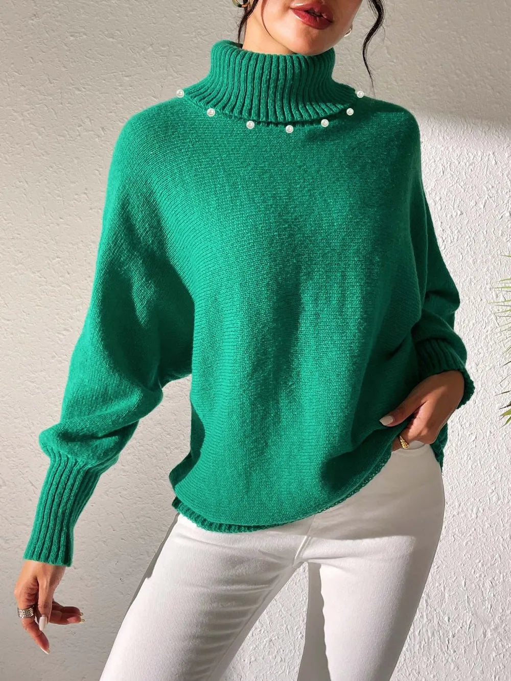 Turtleneck Long Sleeve Sweater OutfitFlow