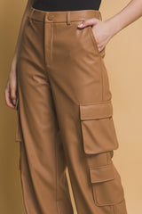 Outfit Flow - Love Tree PU Leather Cargo Pants