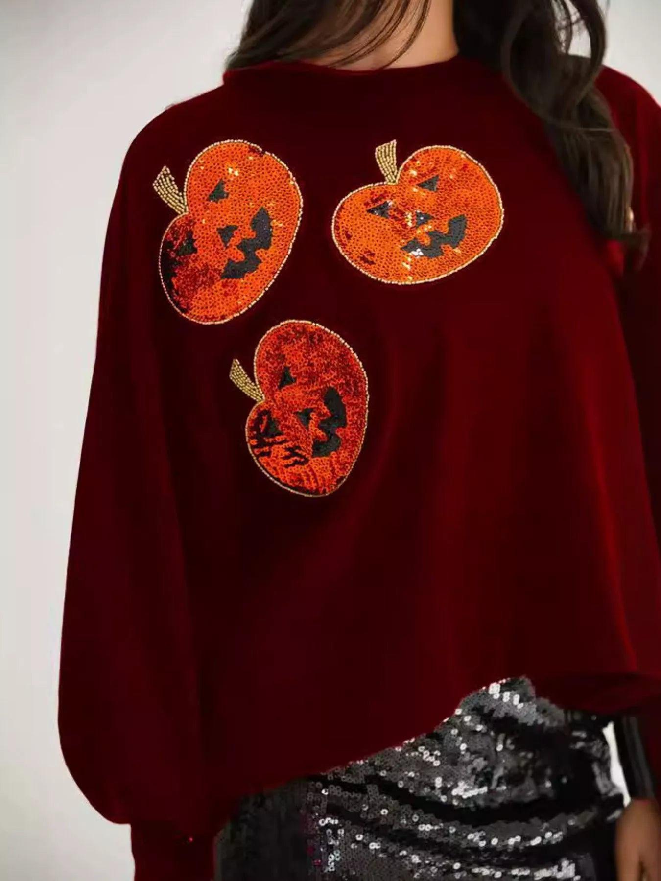 Halloween Pumpkin Round Neck Sweatshirt OutfitFlow