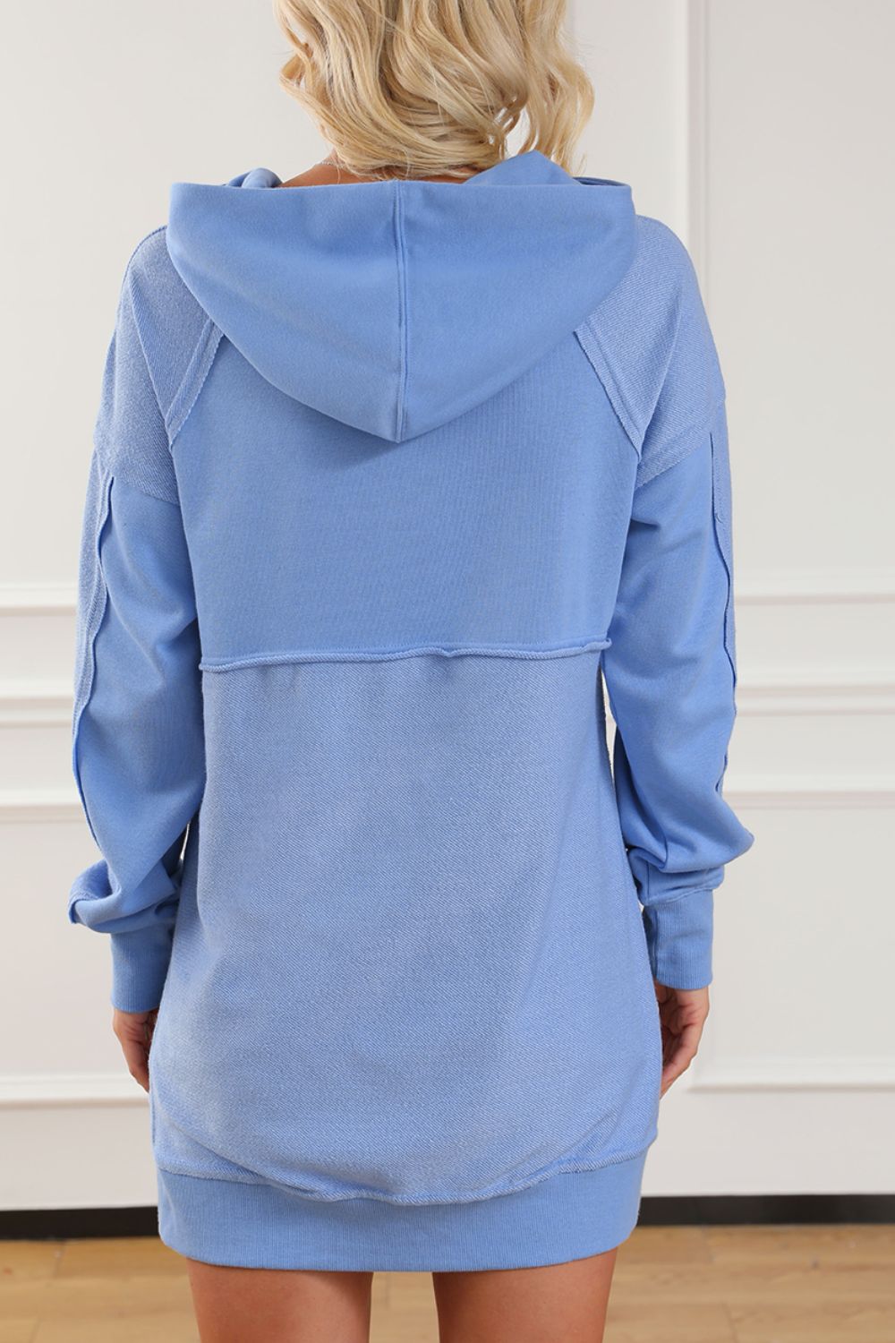 Outfit Flow - Exposed Seam Kangaroo Pocket Long Sleeve Hoodie