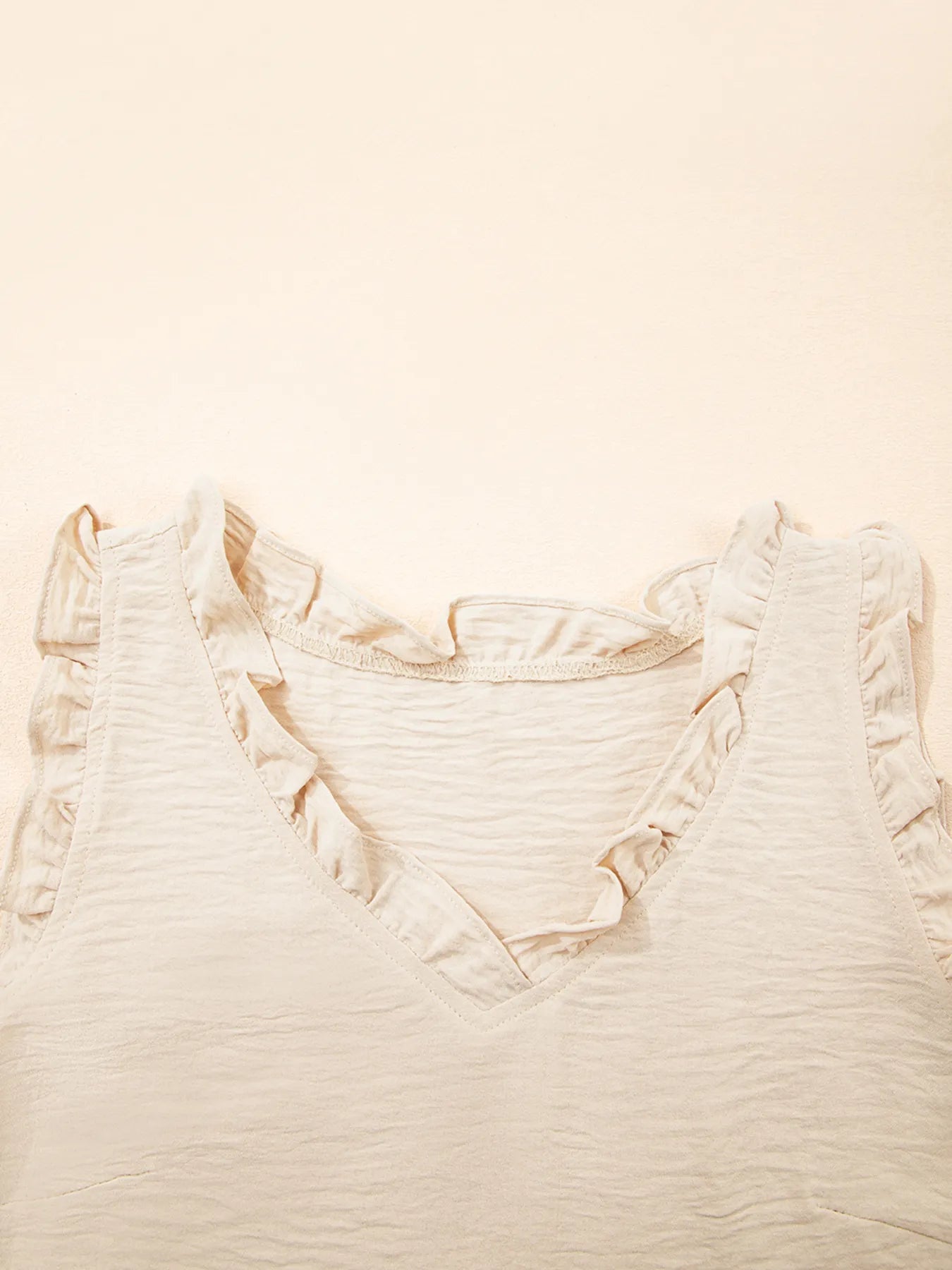 Texture Ruffle Trim V-Neck Tank Top OutfitFlow