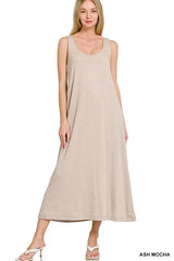 Zenana French Terry Twisted Strap Midi Dress OutfitFlow