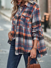 Plaid Button-Down Long Sleeve Shirt OutfitFlow