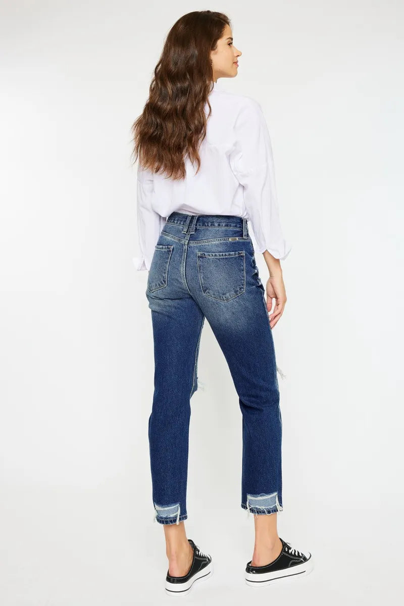 Kancan High Rise Distressed Mom Fit Jeans OutfitFlow
