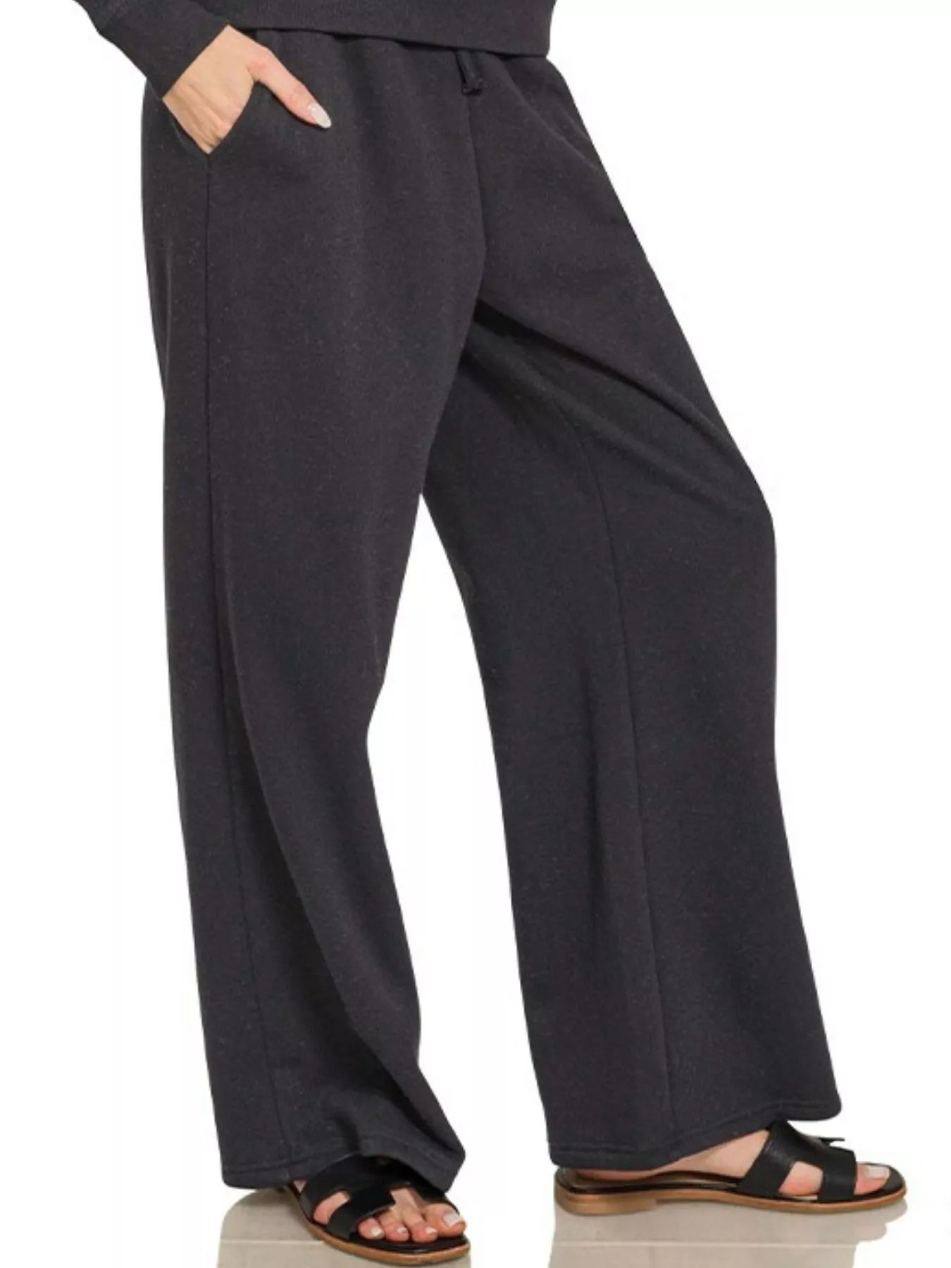 Zenana Fleece Long Sleeve Top and Sweatpants Set Trendsi