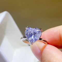 5 Carat 925 Sterling Silver Moissanite Heart Shape Ring OutfitFlow
