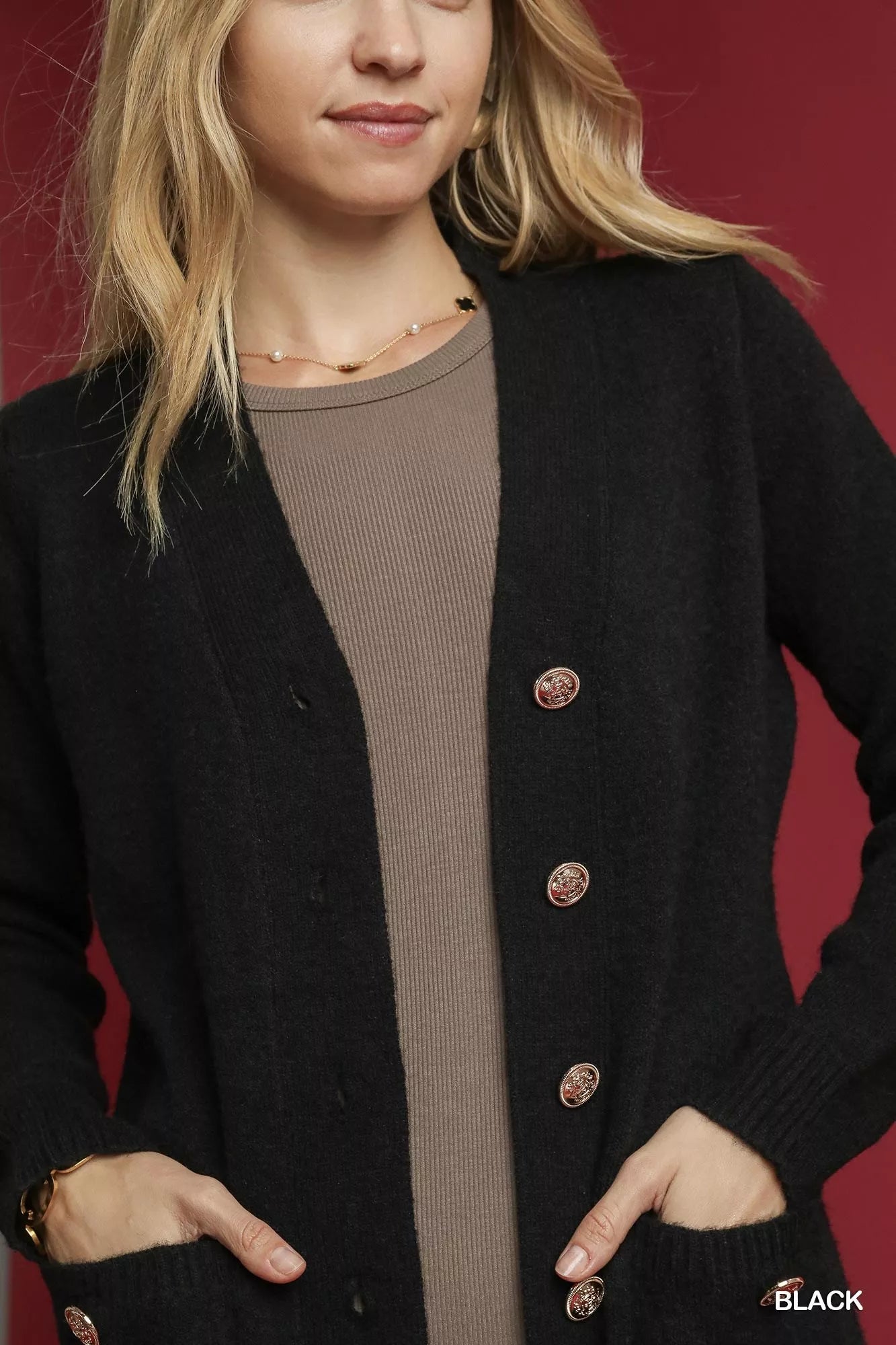 Umgee Button-Down Longline Sweater Cardigan with Front Pockets OutfitFlow