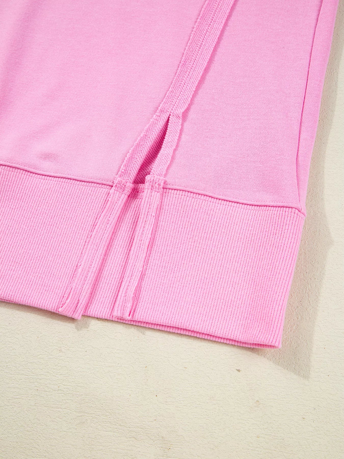 Sequin XOXO Letter Graphic Exposed Seam Baggy Sweatshirt OutfitFlow