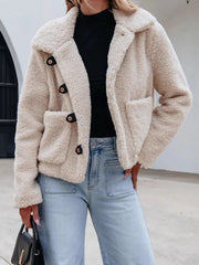 Outfit Flow - Snap Down Long Sleeve Fuzzy Jacket