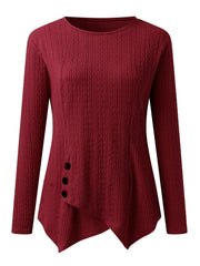 Outfit Flow - Decorative Button Round Neck Long Sleeve Top