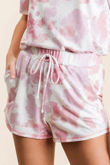 BiBi Tie Dye Print Terry Shorts With Side Pockets OutfitFlow
