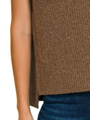 Zenana Oversized Sweater Vest with Side Slit OutfitFlow
