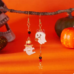 Halloween Ghost Pumpkin Drop Earrings OutfitFlow