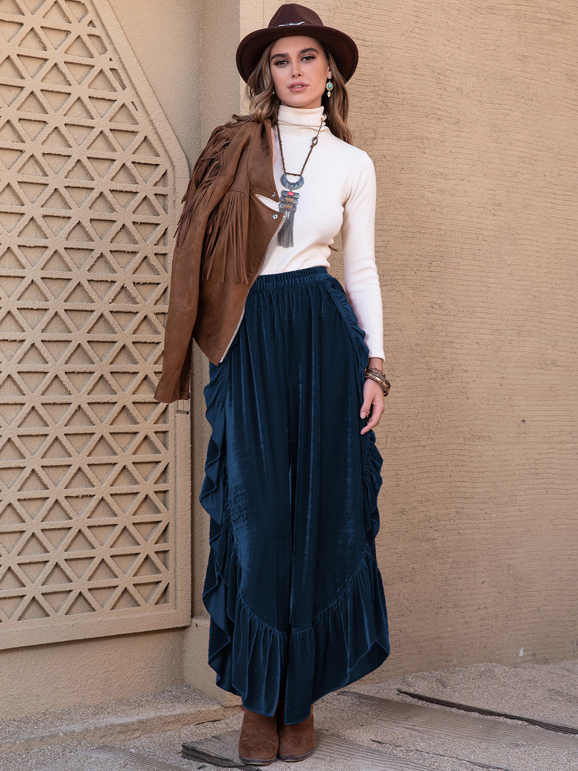 Outfit Flow - Slit Ruffled Wide Leg Pants