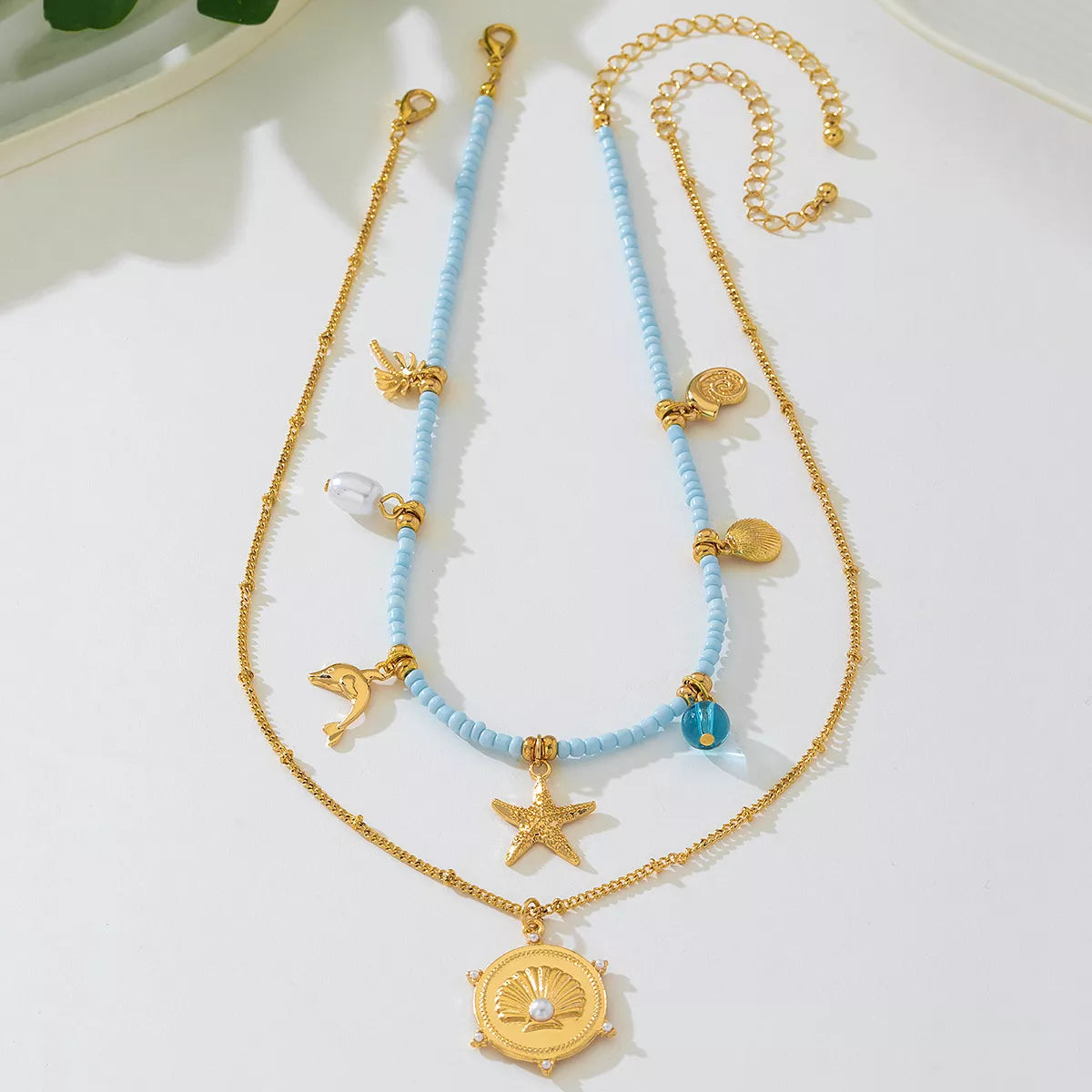 2-Piece Beaded Charm Necklace with Pendant OutfitFlow