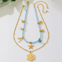 2-Piece Beaded Charm Necklace with Pendant OutfitFlow