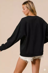 BiBi Plaid Merry Lettering Christmas Fleece Sweatshirt OutfitFlow