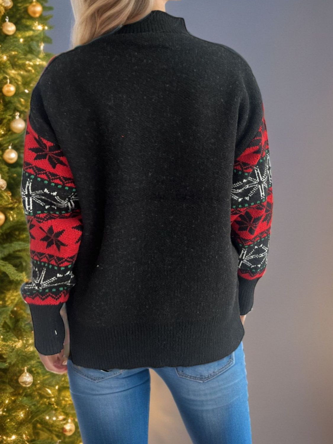 Outfit Flow - Santa Mock Neck Long Sleeve Sweater