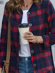 Plus Size Plaid Button-Down Longline Shirt OutfitFlow