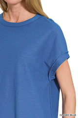 Zenana Cotton Slub Round Neck Short Sleeve T-Shirt OutfitFlow