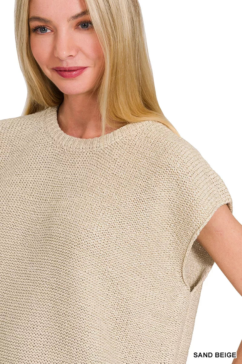 Zenana Oversized Crew Neck Sweater Vest Trendsi
