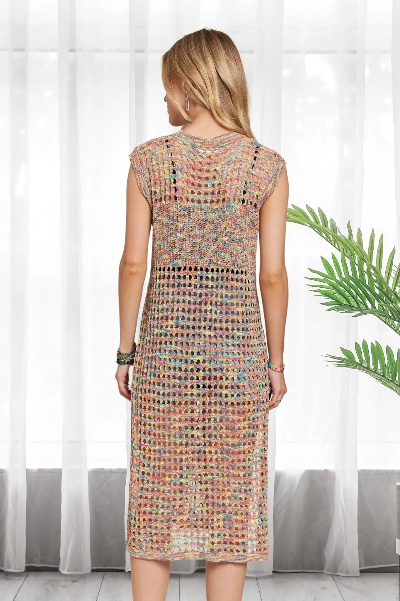 ADORA Multi Color Crochet Tunic Top OutfitFlow