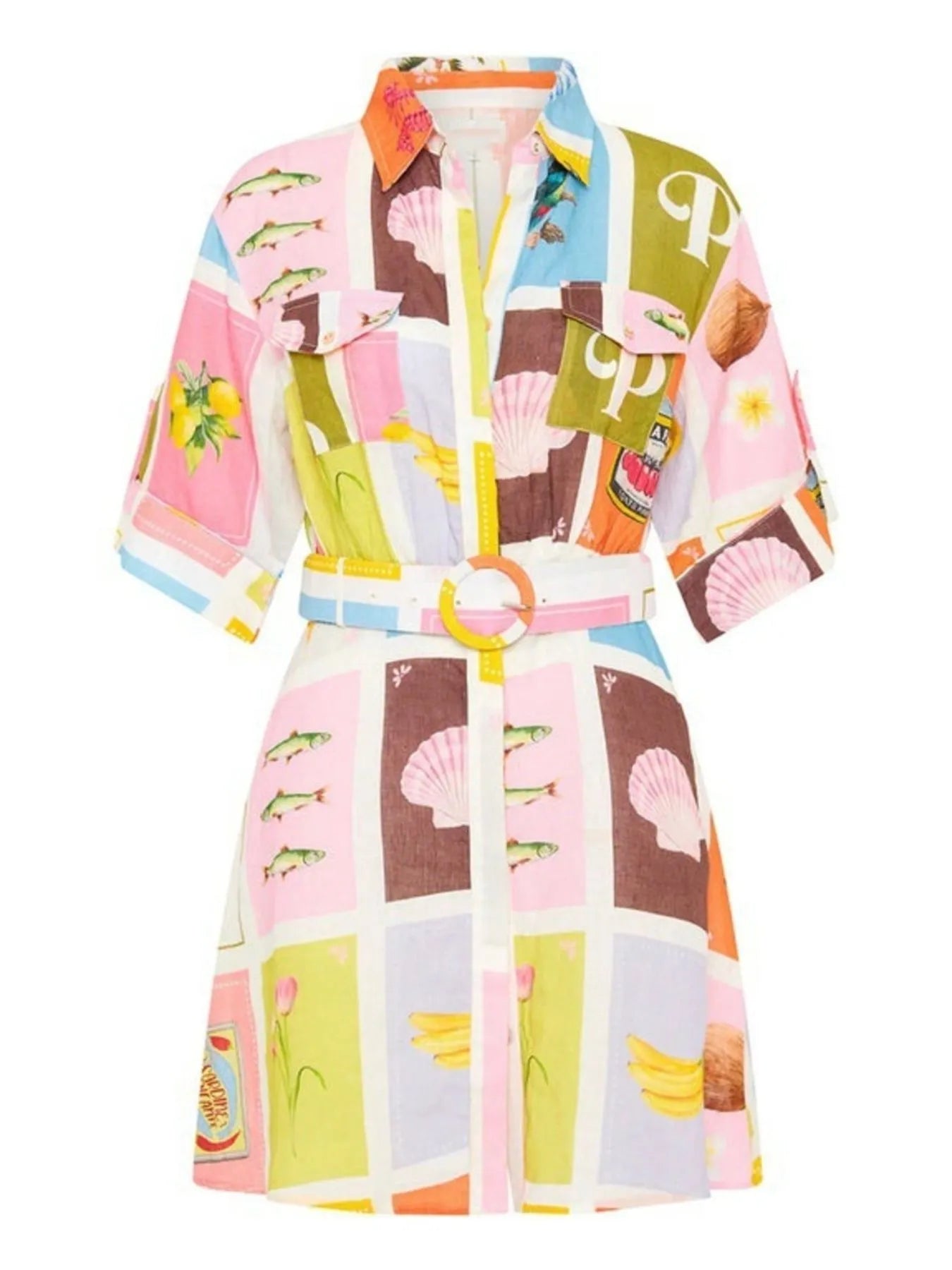 Printed Short Sleeve Shirt Dress OutfitFlow