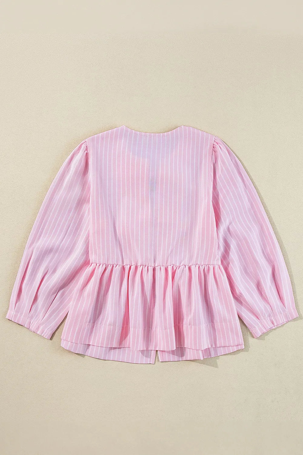 Tie Front Striped Peplum Blouse OutfitFlow