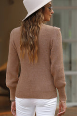 Notched Long Sleeve Sweater OutfitFlow