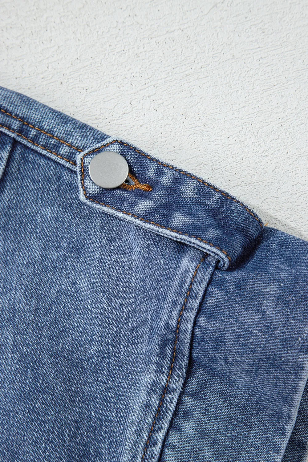 Button Up Cap Sleeve Denim Jacket OutfitFlow