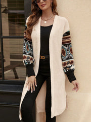 Outfit Flow - Slit Open Front Long Sleeve Longline Cardigan