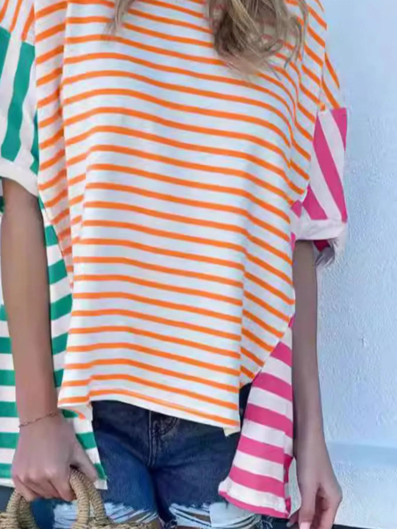 Colorful Striped Oversized T-Shirt OutfitFlow