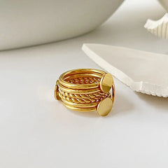 18K Gold-Plated Stainless Steel Wide Band Ring OutfitFlow