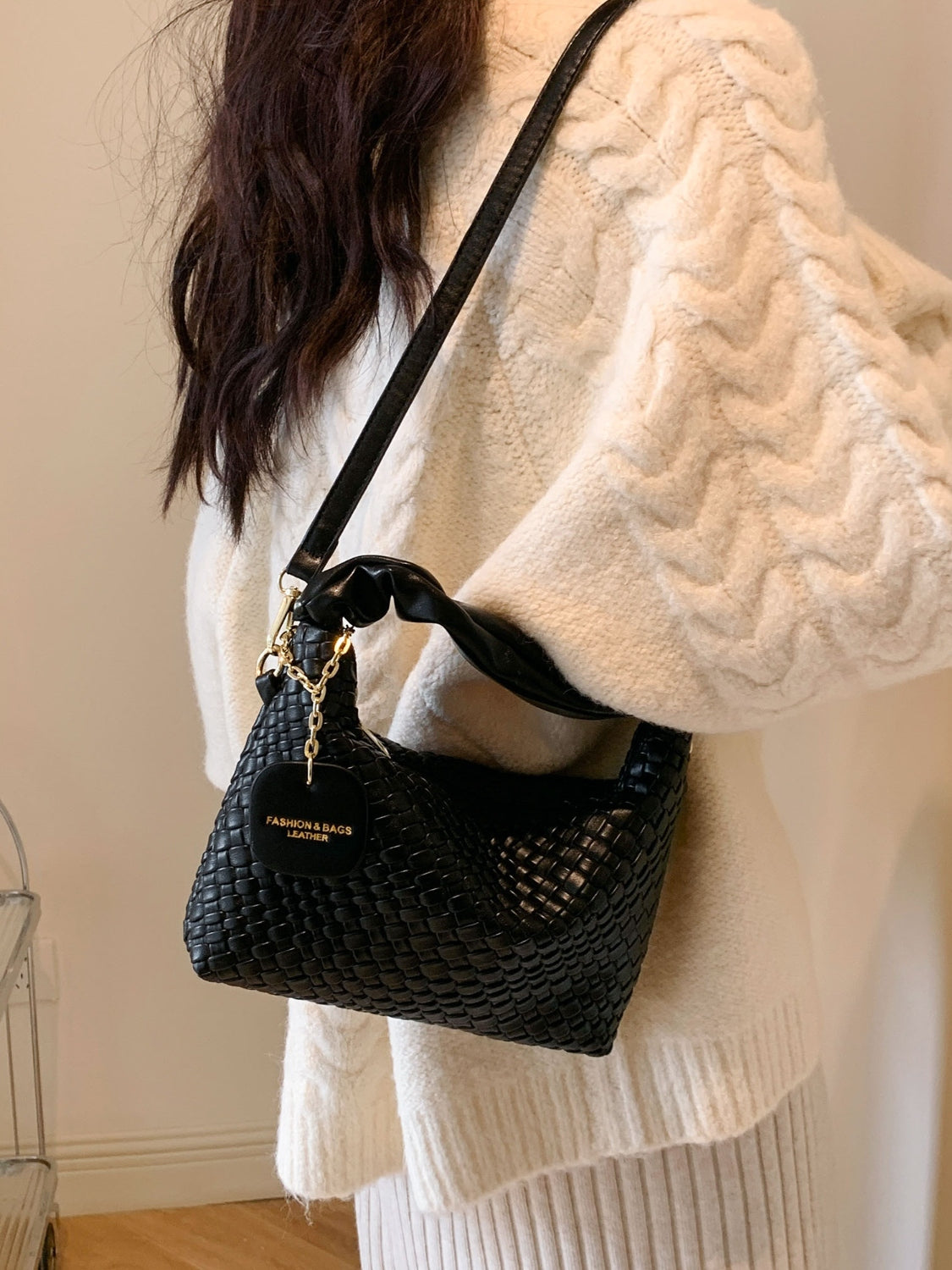 Outfit Flow - PU Leather Woven Crossbody Bag