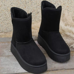 Round Toe Platform Boots Black OutfitFlow