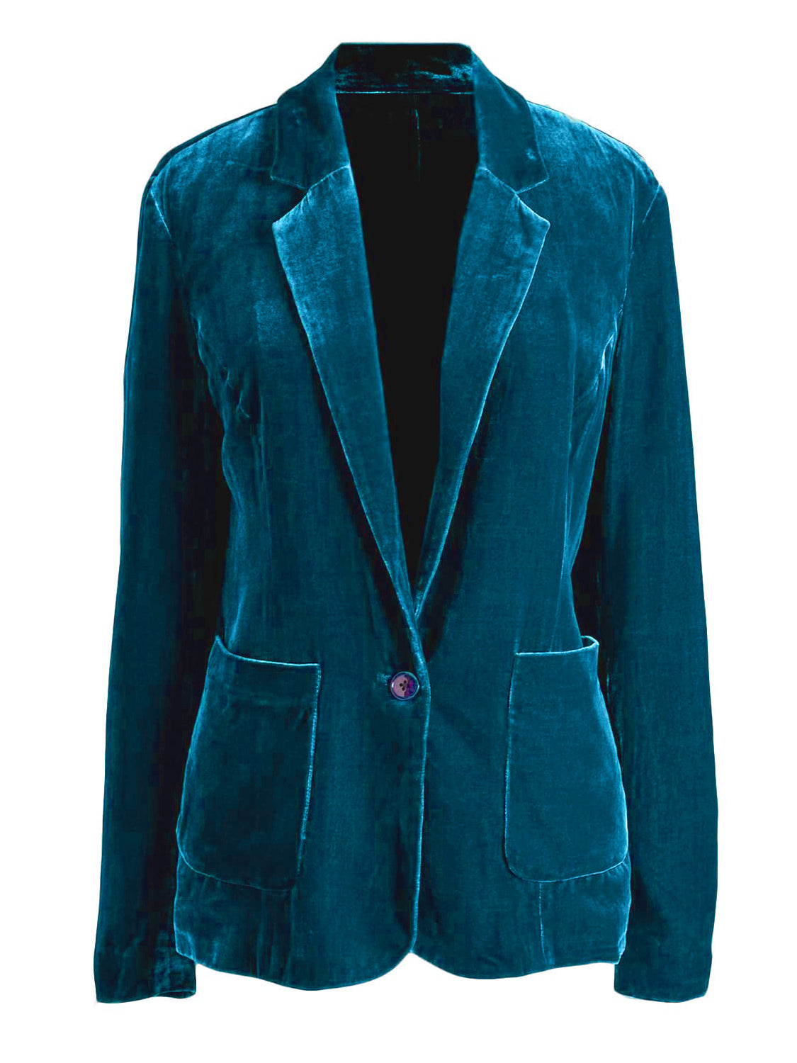 Pocketed Button Up Lapel Collar Blazer OutfitFlow