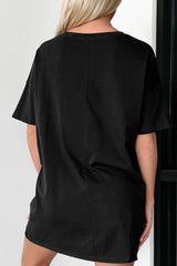 Graphic Round Neck Short Sleeve Oversized T-Shirt OutfitFlow