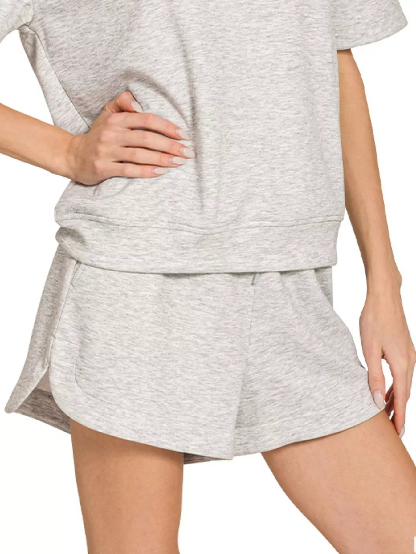 Zenana Scuba Short Sleeve Top & Shorts Set OutfitFlow