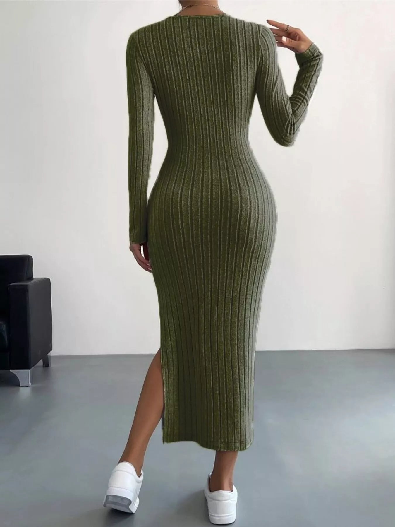 Full Size Ribbed Knit Bodycon Midi Dress Plus Size OutfitFlow